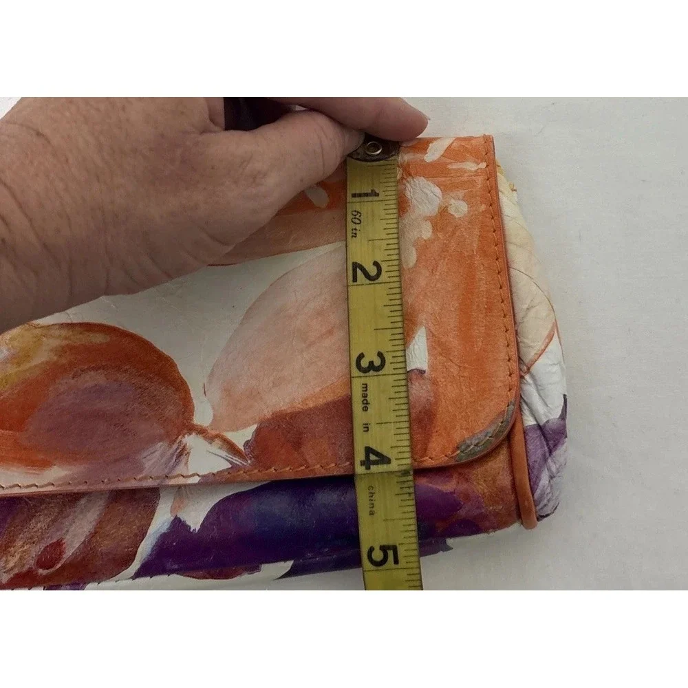 Maurizio Taiuti Clutch Leather Bag Floral Watercolor Wearable Art Italy
